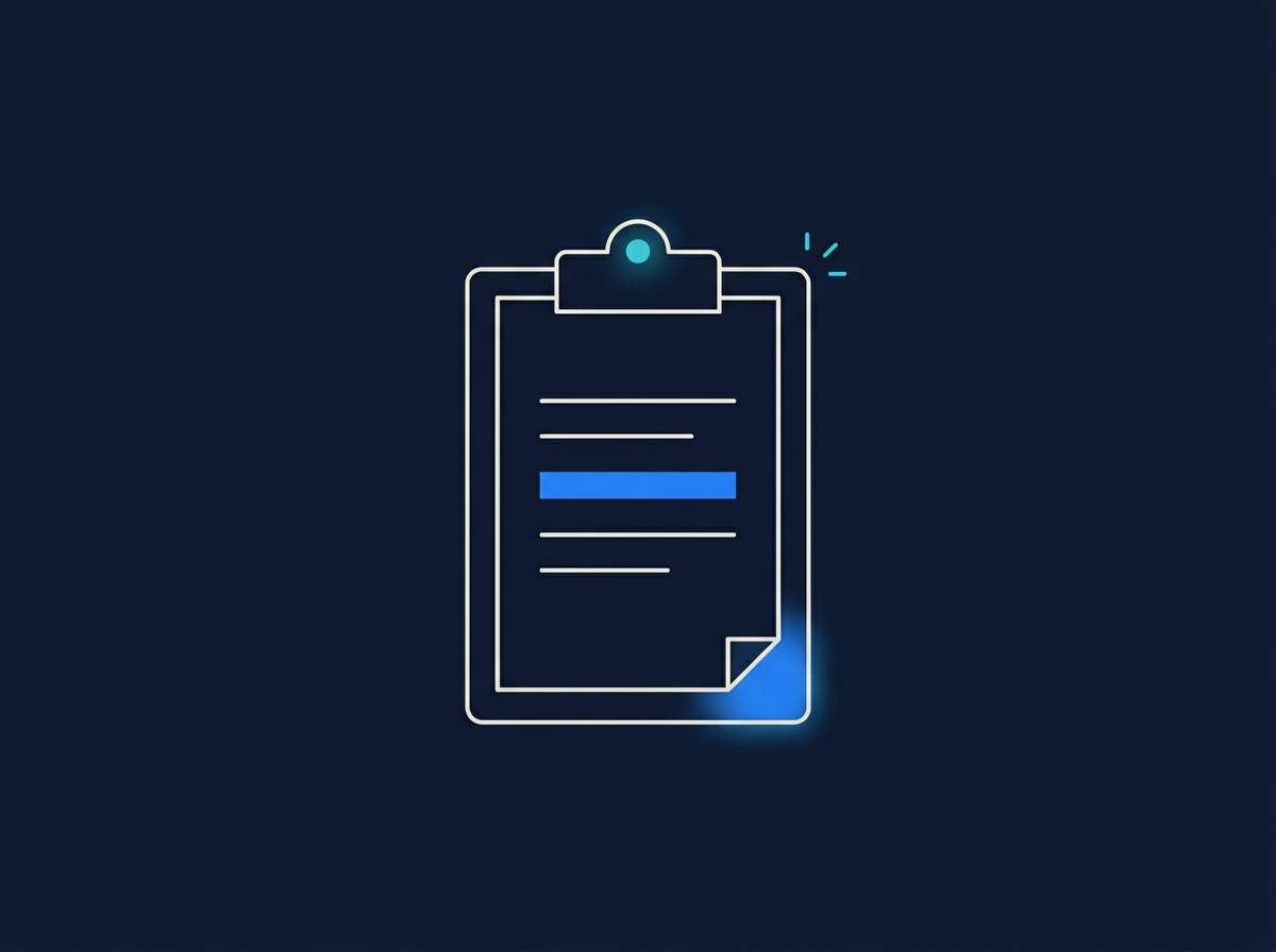 A clipboard with three text lines