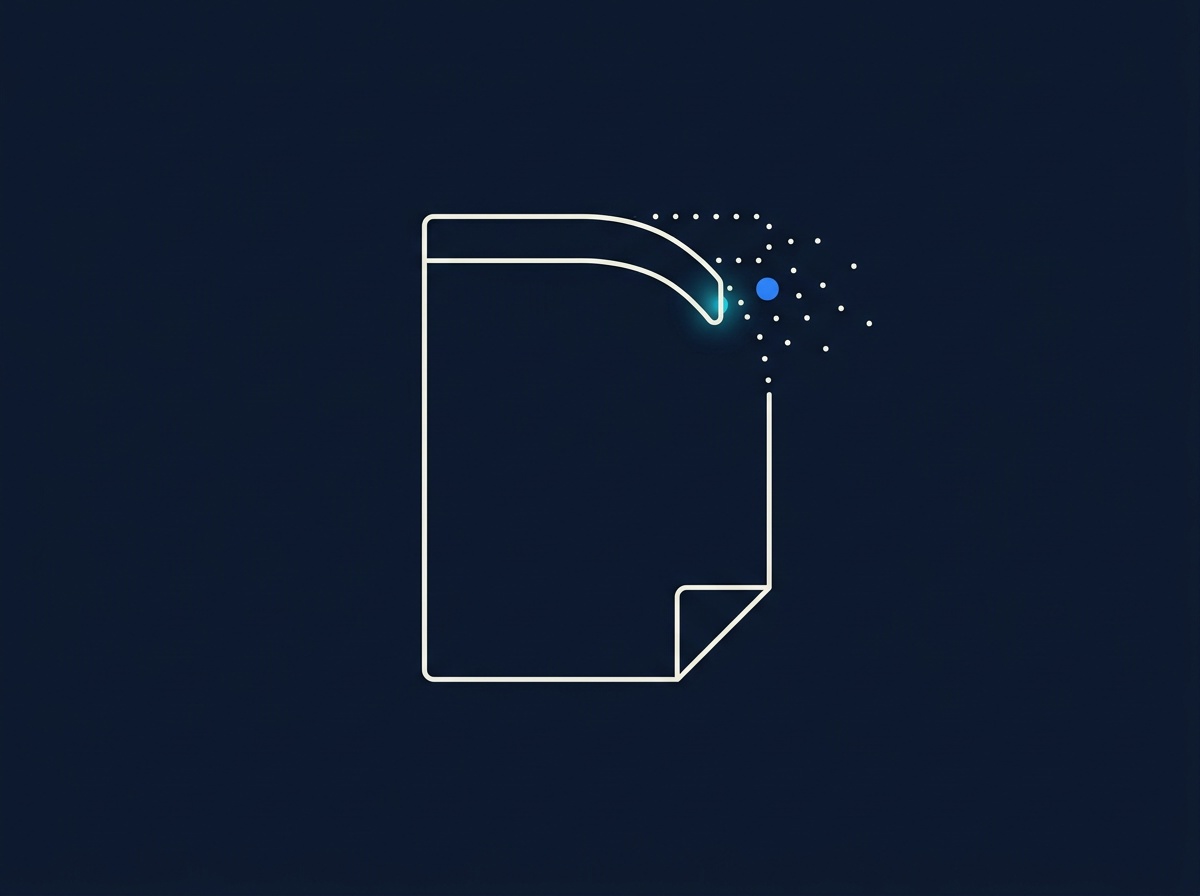A document whose header strip dissolves into dots