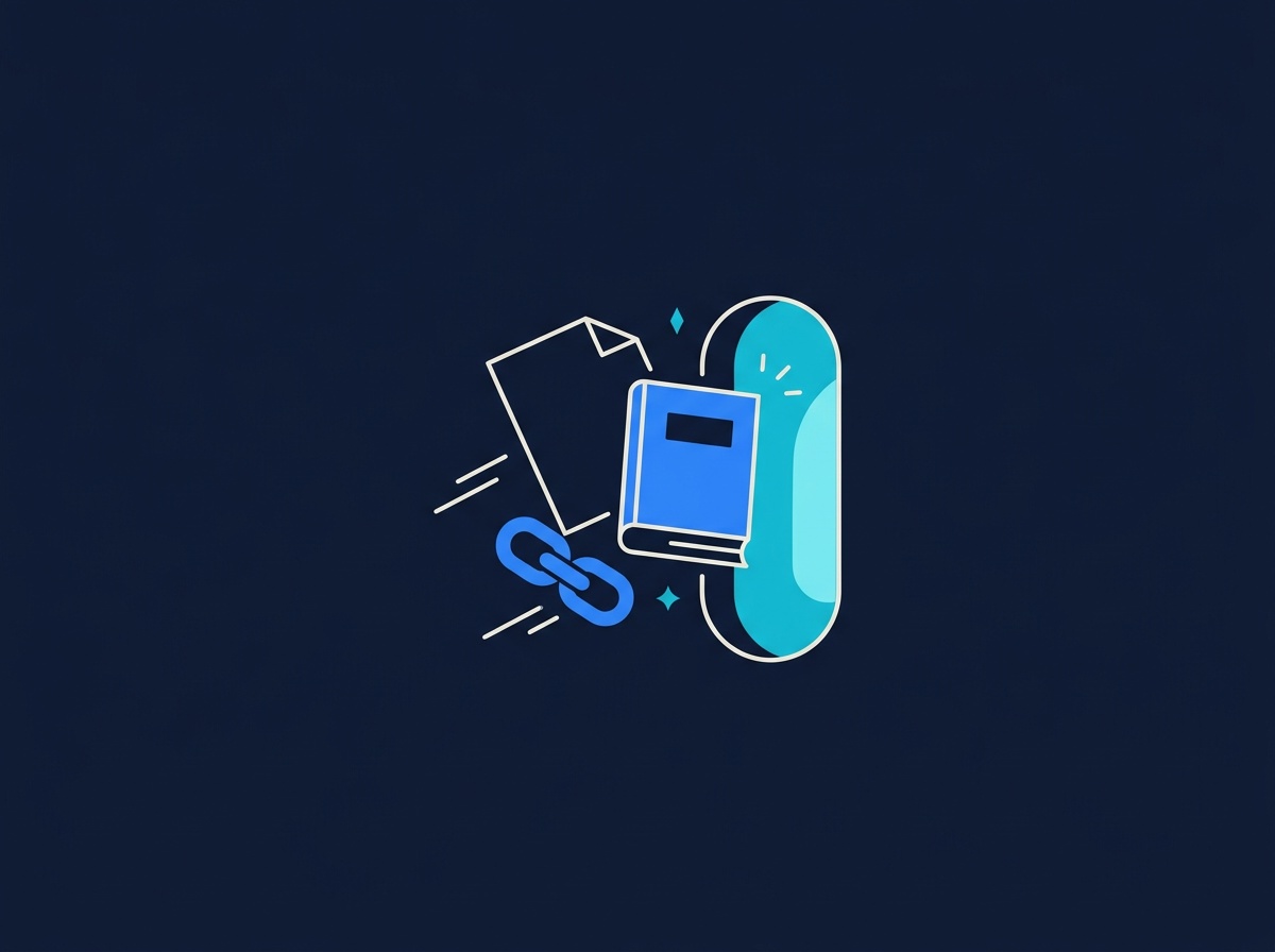 A page, a book and a link drifting into a slot